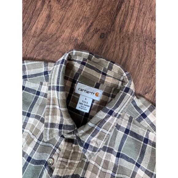 Carhartt Mens L Tall Long Sleeve Plaid Flannel Shirt Button Up Workwear - Picture 4 of 5